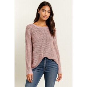 Womens Oversized Open Knit Beach Sweater Size L Pink Fairy Soft Girl Vacation